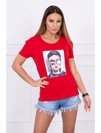 Halenka s model 18742978 grafikou červená - K-Fashion