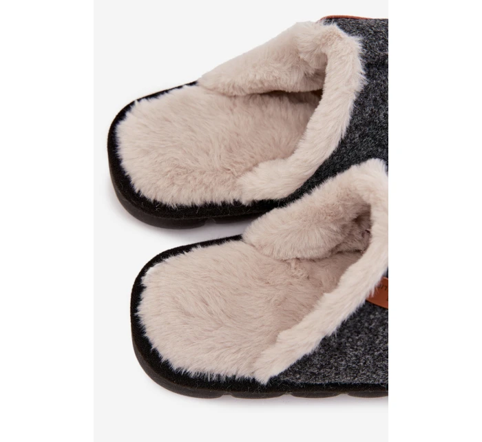 Pánské pantofle s teplým kožíškem Černé Darielle