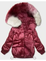 Krátka nadrozmerná bunda vo vínovej farbe (H-1109-25)