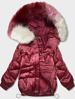 Krátka bunda oversize bordová (H-1109-25)