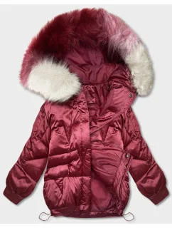 Krátka nadrozmerná bunda vo vínovej farbe (H-1109-25)