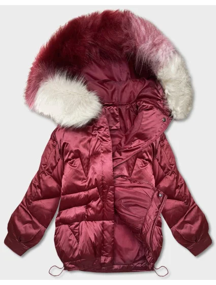 Krátka nadrozmerná bunda vo vínovej farbe (H-1109-25)