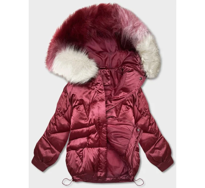 Krátka nadrozmerná bunda vo vínovej farbe (H-1109-25)