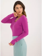 Sweter AT SW model 20742507 ciemny fioletowy - FPrice Sweter AT SW model 20742507 ciemny fioletowy - FPrice