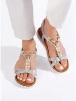 Trendy sandály stříbrné dámské platforma Trendy sandály stříbrné dámské platforma