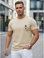 Tshirt męski bawełniany z nadrukiem AS beżowy model 22305582 - FashionStreet