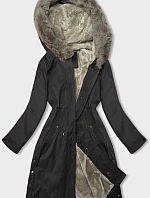 Dámska kožušinová parka čierna (5M3180-392)