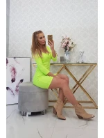 Šaty s gombíkovým výstrihom žlté neónové