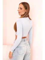 Dámská halenka s dlouhým rukávem a volánky na šedý model 21083306 - K-Fashion