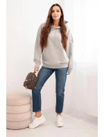 Dámská mikina s kapucí a klokaní kapsou bavlněná šedá