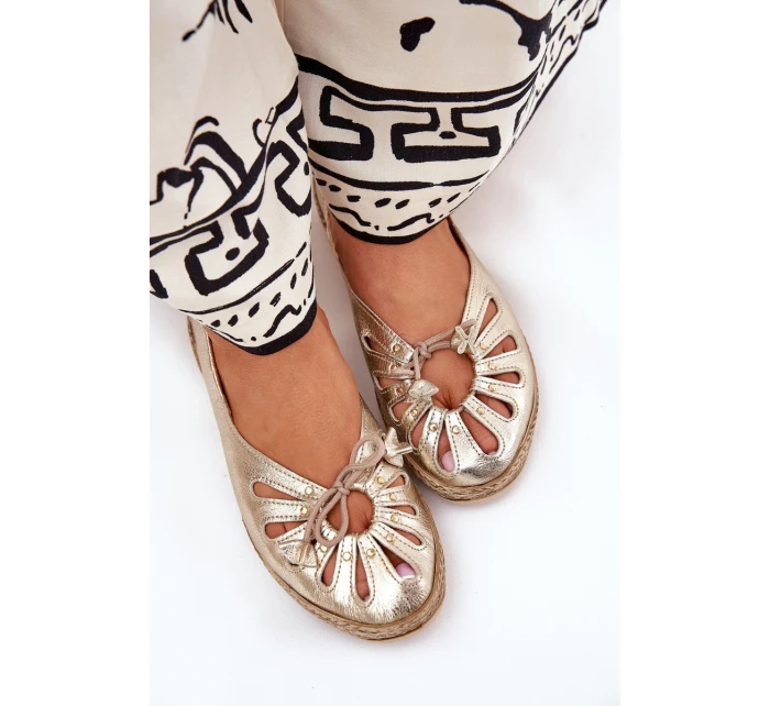 Ploché baleríny z přírodní kůže model 21684998 zlaté - Zazoo