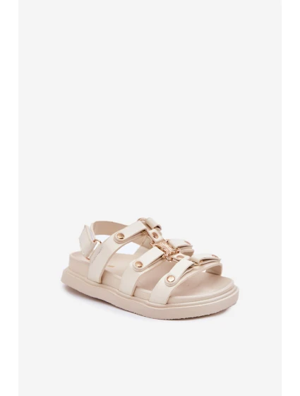 Detské sandále so zlatými detailmi Beige Lunessa Detské sandále so zlatými detailmi Beige Lunessa