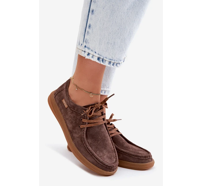 Polobotky z přírodního semiše model 22107525 Hnědé - VINCEZA