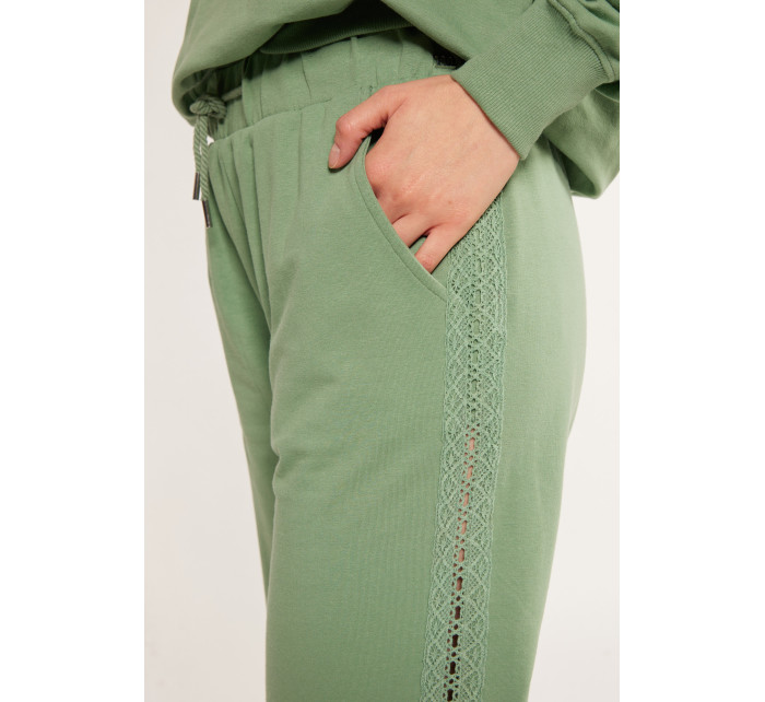Nohavice Monnari Tepláky s ažurovou stuhou Zelená