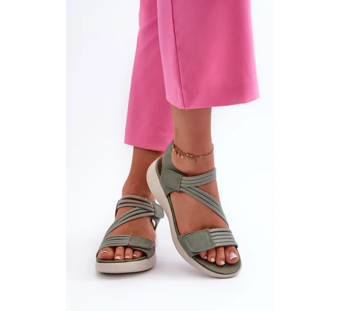 Dámske pohodlné sandále na suchý zips zelené Eladora Dámske pohodlné sandále na suchý zips zelené Eladora