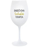 BABIČKINA TEKUTÁ TERAPIA - biely pohár na víno 350 ml
