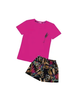 Dámske pyžamo 01/219 tm. ružové s pierkami - Karol