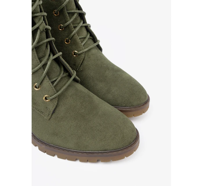 Praktické zelené dámske členkové topánky na platforme