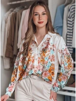 Dámská květovaná košile oversize světle béžová Dstreet model 21986542 - FashionStreet