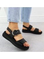 Dámske kožené sandále na platforme čierne Remonte D2K50-00