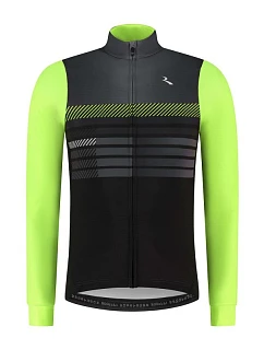 Tričko Rogelli s dlhými rukávmi STRYDE, čierne s fluorescenčnými prvkami, veľkosť 2XL
