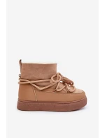 Śniegowce Damskie Na Platformie Ocieplane Futerkiem Camel Aziara Śniegowce Damskie Na Platformie Ocieplane Futerkiem Camel Aziara