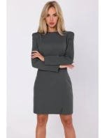 Šaty s prošíváním khaki barva model 18863477 - Moe Šaty s prošíváním khaki barva model 18863477 - Moe