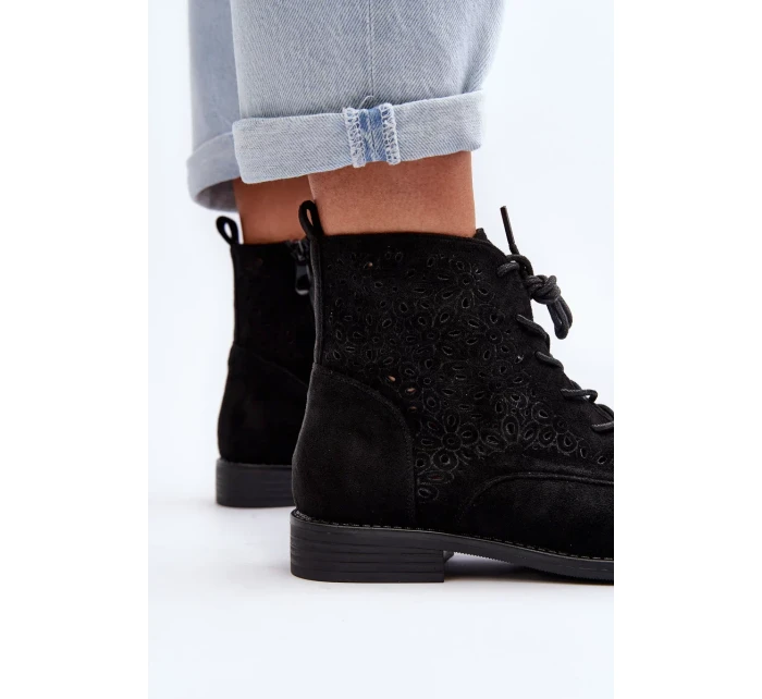 S.Barski dámské kotníkové boty se vzorem, černé S.Barski dámské kotníkové boty se vzorem, černé