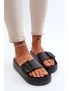 Dámske penové papuče s platformou a prackou Big Star - čierne