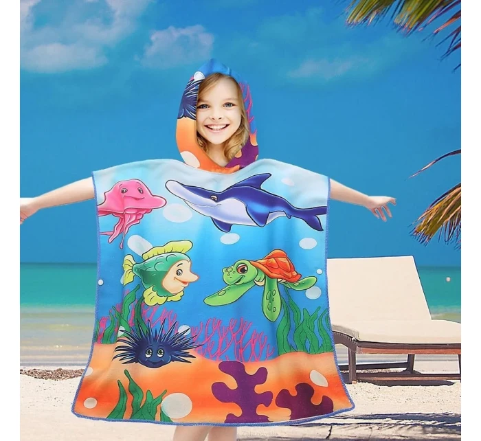 PončoBavlnené svetové detské plážové pončo s kapucňou 60x60 PončoBavlnené svetové detské plážové pončo s kapucňou 60x60