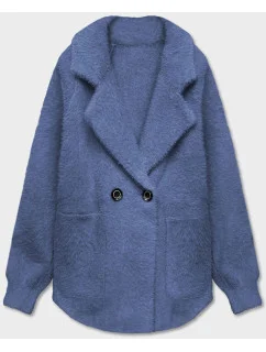 Krátký modrý přehoz přes oblečení typu alpaka model 18059129 - MADE IN ITALY