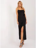 Čierne dámske koktailové šaty s rozparkom (18992) Čierne dámske koktailové šaty s rozparkom (18992)