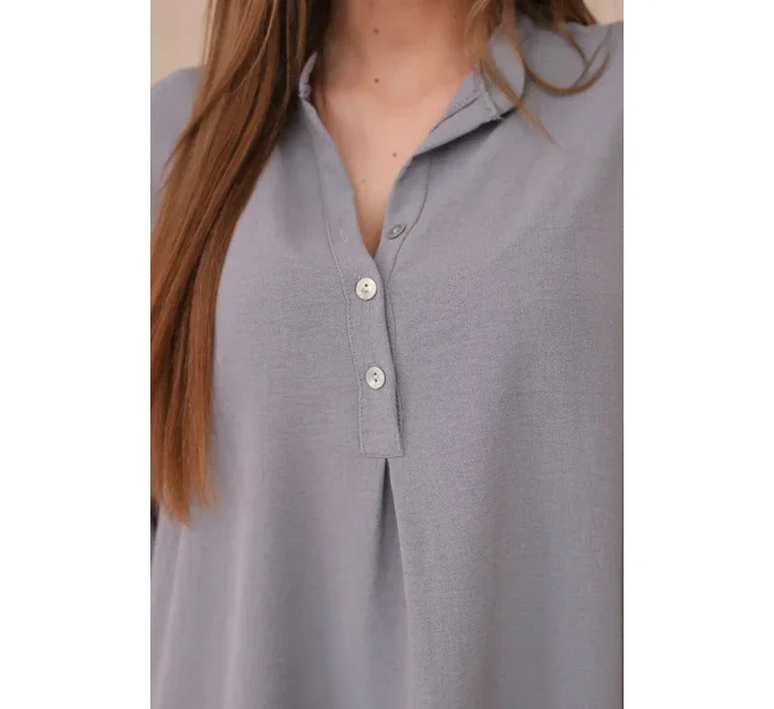 Blúzka s predĺženým zadným dielom sivá