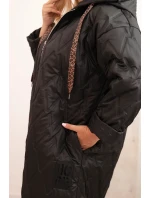 Dámska prešívaná bunda s kapucňou a HOPE Black