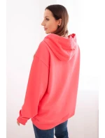 Dámská mikina s kapucí a model 21494957 z bavlny růžová - K-Fashion