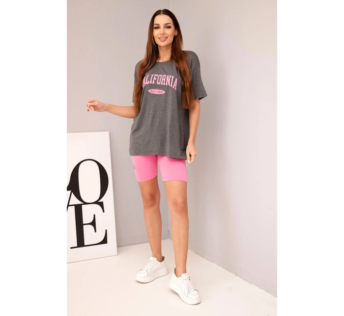 Dámská bavlněná souprava s model 21865118 a legínami s lampasem béžová - K-Fashion