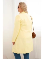 Dámský kabát Plus Size model 21959208 s límcem žlutý - K-Fashion