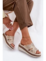 Kožené dámské sandály na platformě S.Barski GR61-5915 béžové