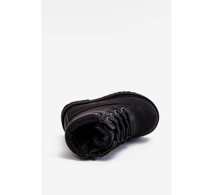 Dziecięce Ocieplane Czarne Trapery Botki Dexter