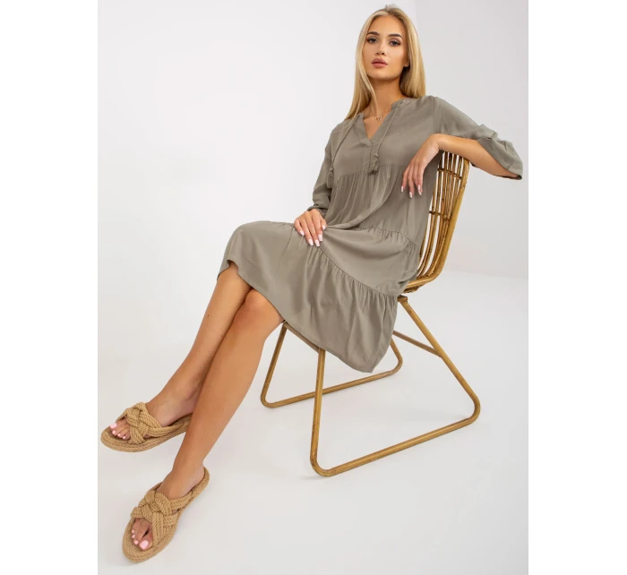 Šaty D73761M30214A5EN khaki farba