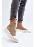 Dámské nazouvací ponožkové boty, hnědé Ilanae