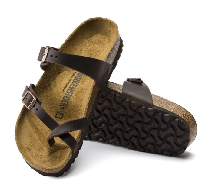 Birkenstock Dámske žabky Mayari Habana Narrow foot z nubukovej kože hnedé (0171323) Birkenstock Dámske žabky Mayari Habana Narrow foot z nubukovej kože hnedé (0171323)