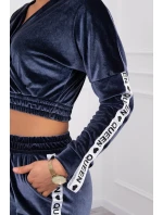 Velúrová súprava s nápisom Queen graphite