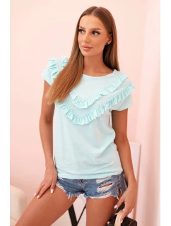 Dámská bavlněná blůza s výstřihem do V a potiskem bílá