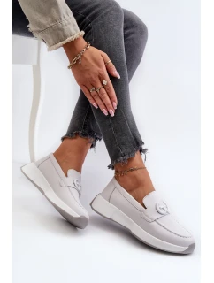 Dámské Kožené Mokasíny Na Platformě Světle Šedé model 21659703 - S.Barski