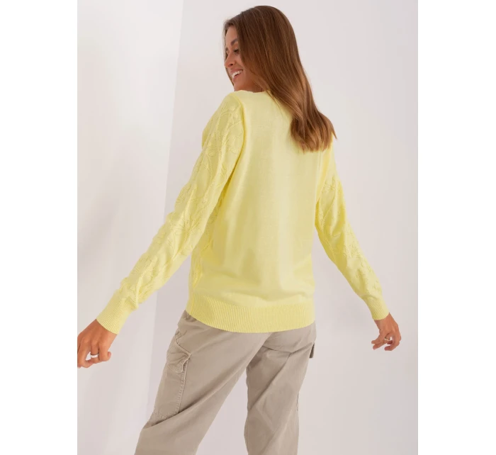 Sweter AT SW model 18895618 jasny żółty - FPrice Sweter AT SW model 18895618 jasny żółty - FPrice