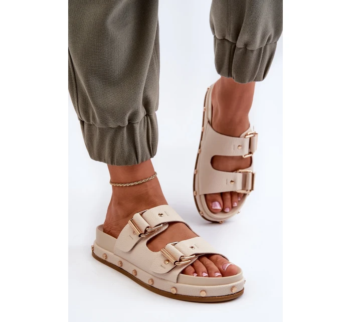 Dámske papuče na platforme Big Star Beige