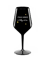 MILUJI VÁNOCE A TAKY VÍNO - černá nerozbitná sklenice na víno 470 ml