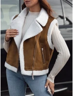 Dámská semišová vesta s ovčí kůží camel Dstreet model 21981586 - FashionStreet