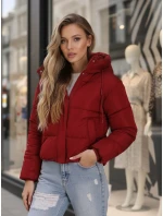 Dámská krátká zimní prošívaná bunda bordó Dstreet model 21994191 - FashionStreet